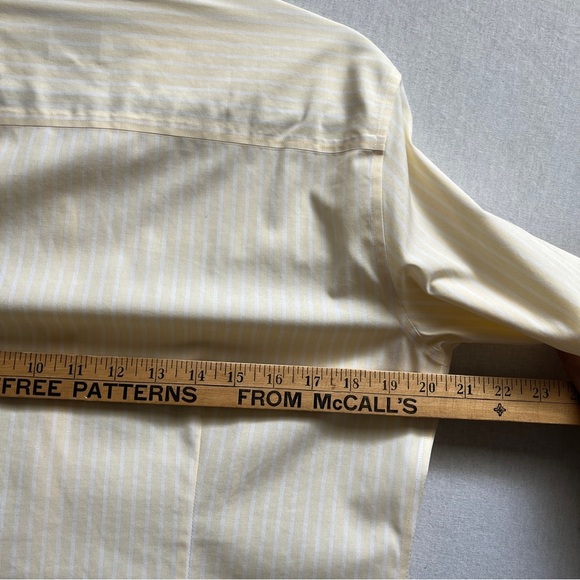 Brooks Brothers Cotton 3/4 cuffed sleeve yellow white stripe Sz 10 - Picture 8 of 9